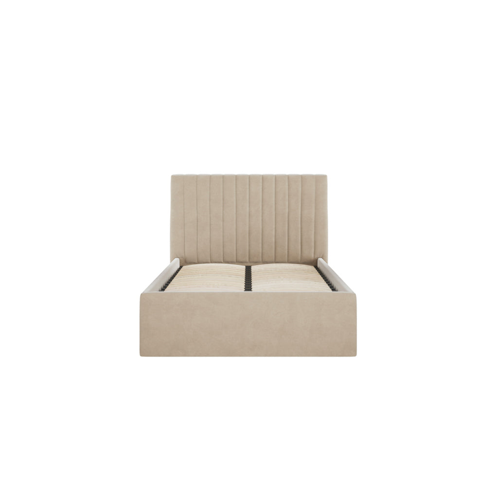 Berlin Beige Velvet Ottoman Single Bed